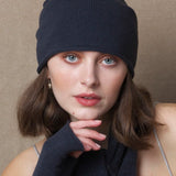 Luxury Cashmere Beanie Hat in Blue