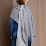 large cashmere wrap in grey and cream