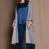 large cashmere wrap in grey and cream