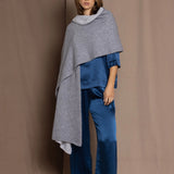 large cashmere wrap in grey and cream