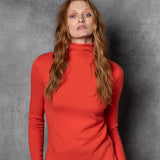 luxury cashmere turtleneck sweater in orange