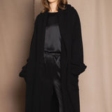 luxury oversized cashmere coat in black
