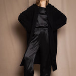 luxury oversized cashmere coat in black