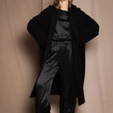 luxury oversized cashmere coat in black