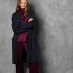 luxury oversized cashmere coat in navy blue