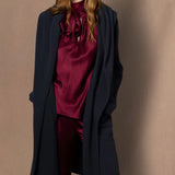 luxury oversized cashmere coat in navy blue
