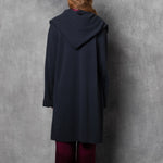 luxury oversized cashmere coat in navy blue