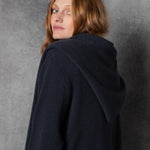 luxury oversized cashmere coat in navy blue