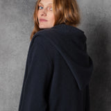 luxury oversized cashmere coat in navy blue