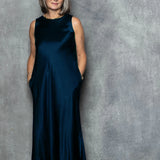 100% Silk Dress in Teal Blue