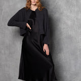 luxury lightweight cropped cashmere cardigan in black