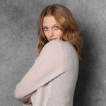 cropped cashmere cardigan in nude