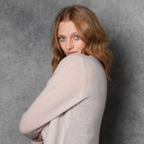cropped cashmere cardigan in nude
