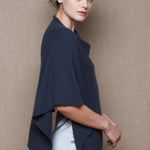 Luxury Cashmere Cape Poncho in Ink Blue