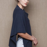 Luxury Cashmere Cape Poncho in Ink Blue
