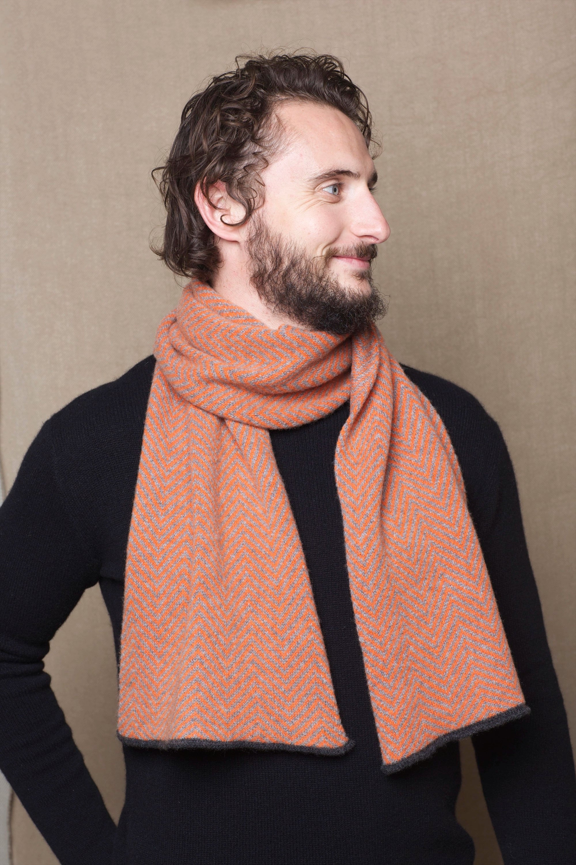 Luxury Cashmere Herringbone Men's Scarf