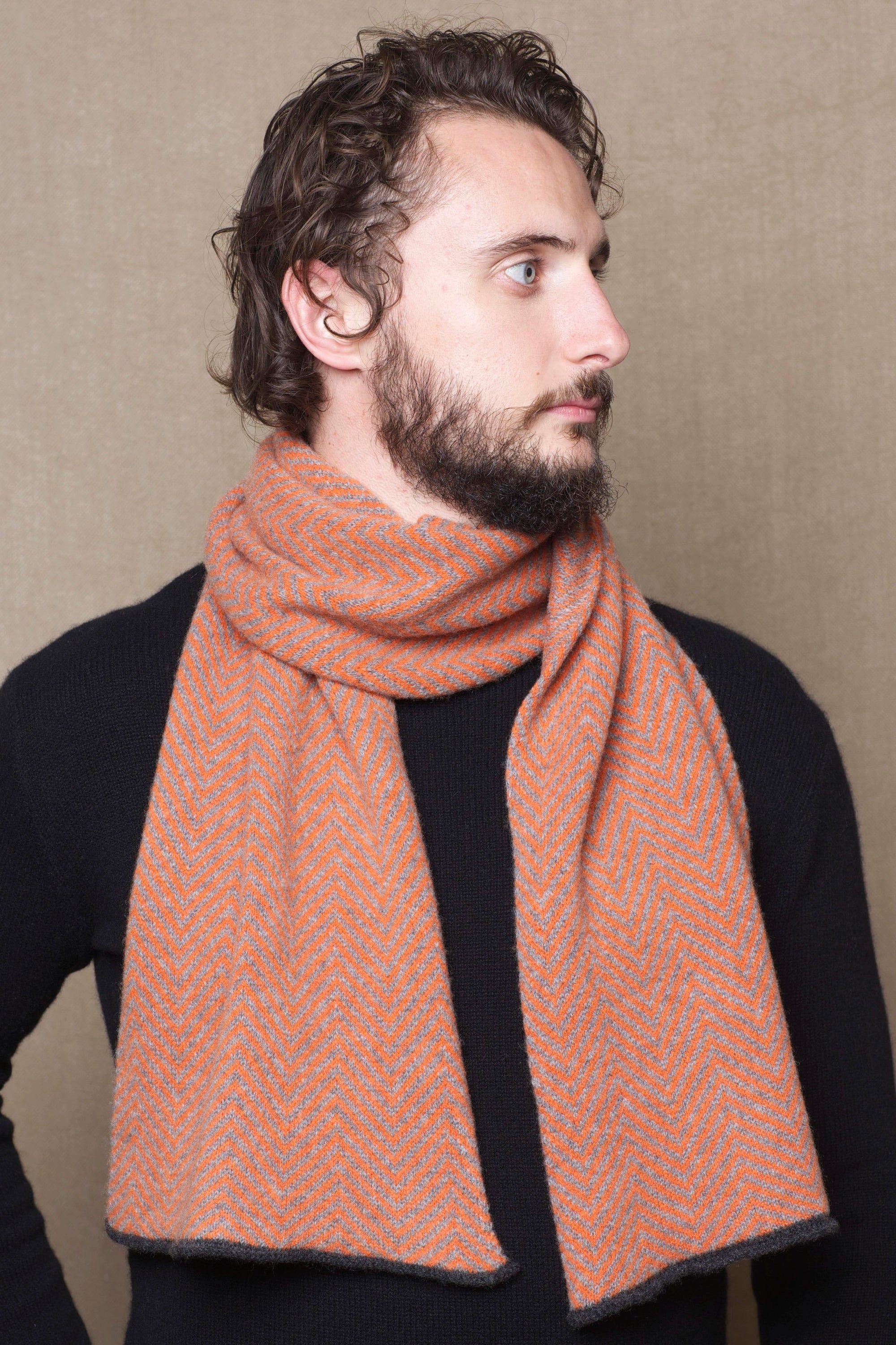 Luxury Cashmere Herringbone Men's Scarf