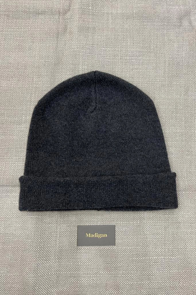 Luxury Men's Cashmere Beanie Hat Charcoal