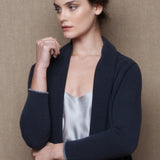 Luxury Cashmere Cardigan Cropped in Blue