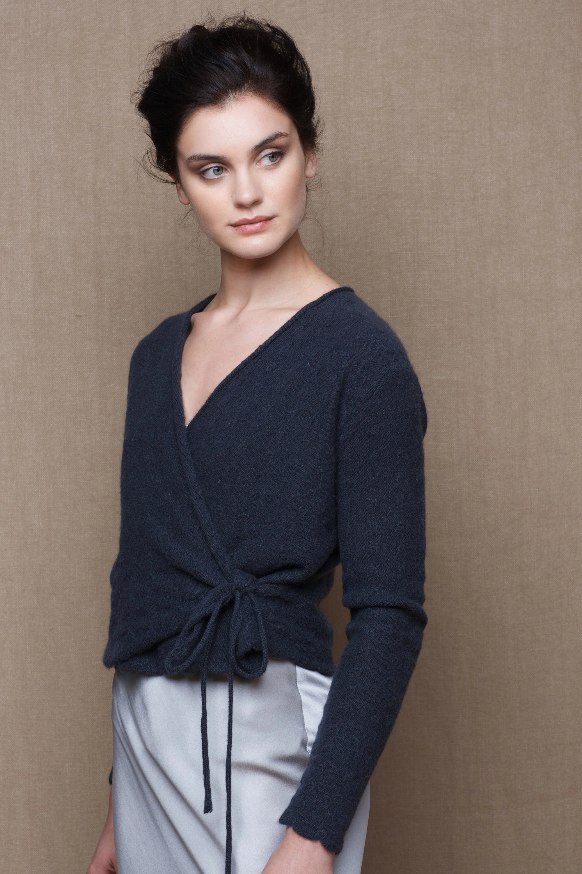 Navy 2025 wrap cardigan