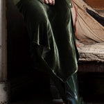Luxury Silk Velvet Skirt in Green