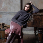 Luxury Silk Velvet Skirt in Rose Pink