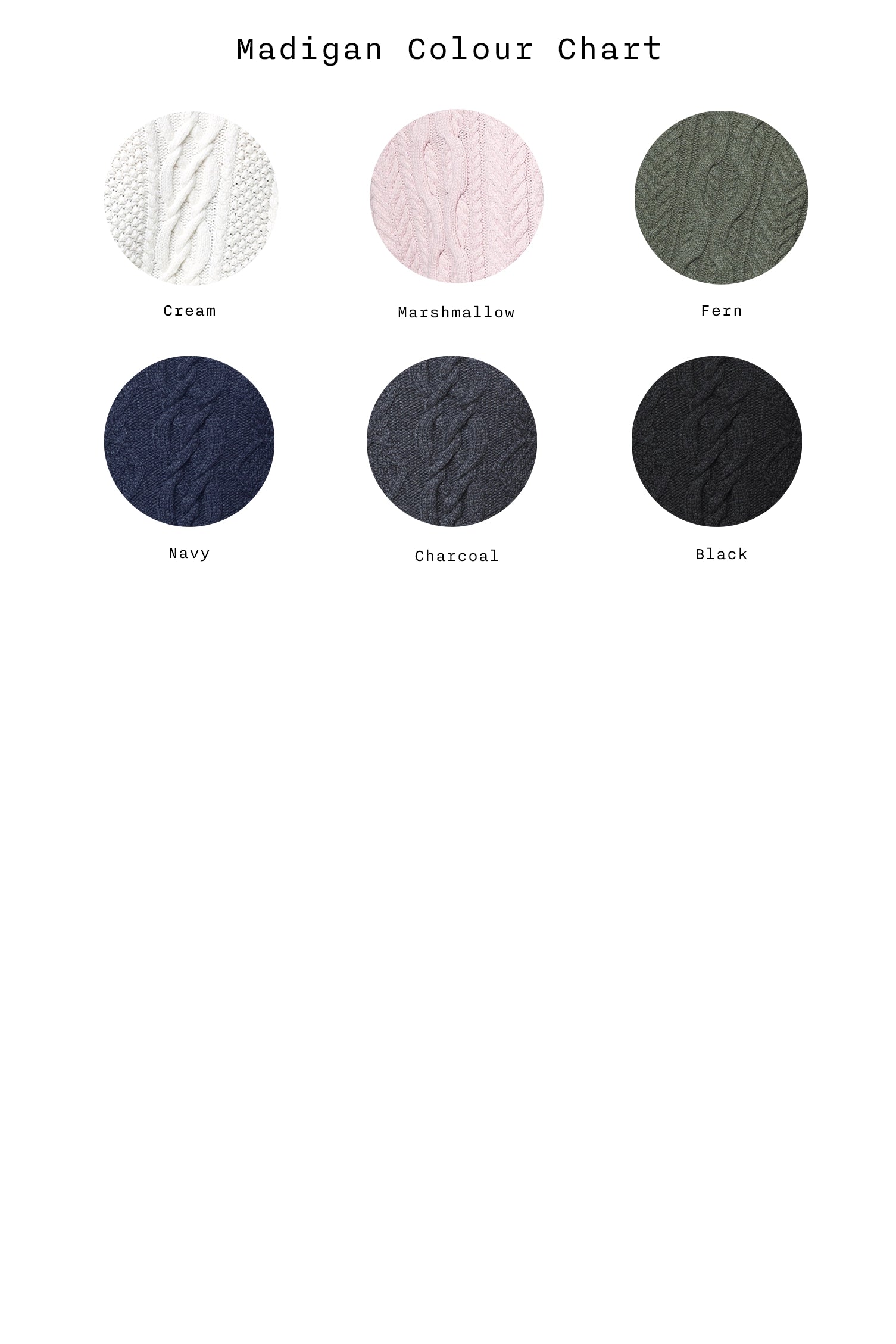 cashmere aran sweaters colour chart