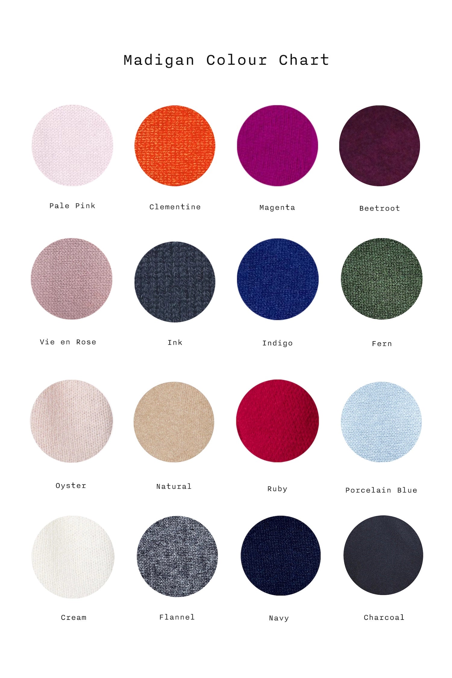 Madigan Colour Chart