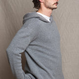 Men's Cashmere Hoodie Sweater Grey-Madigan Cashmere