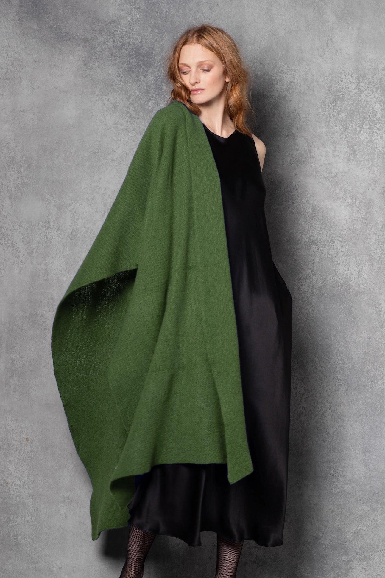 extra large cashmere throw in green