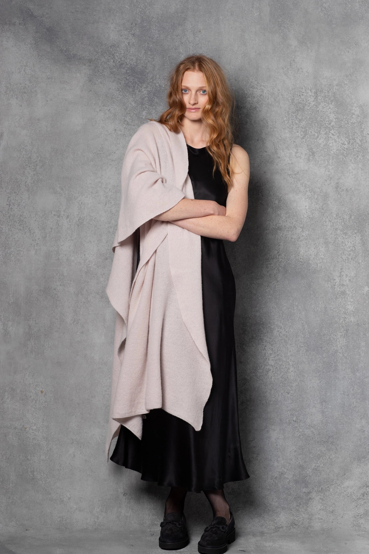luxury large cashmere wrap in beige