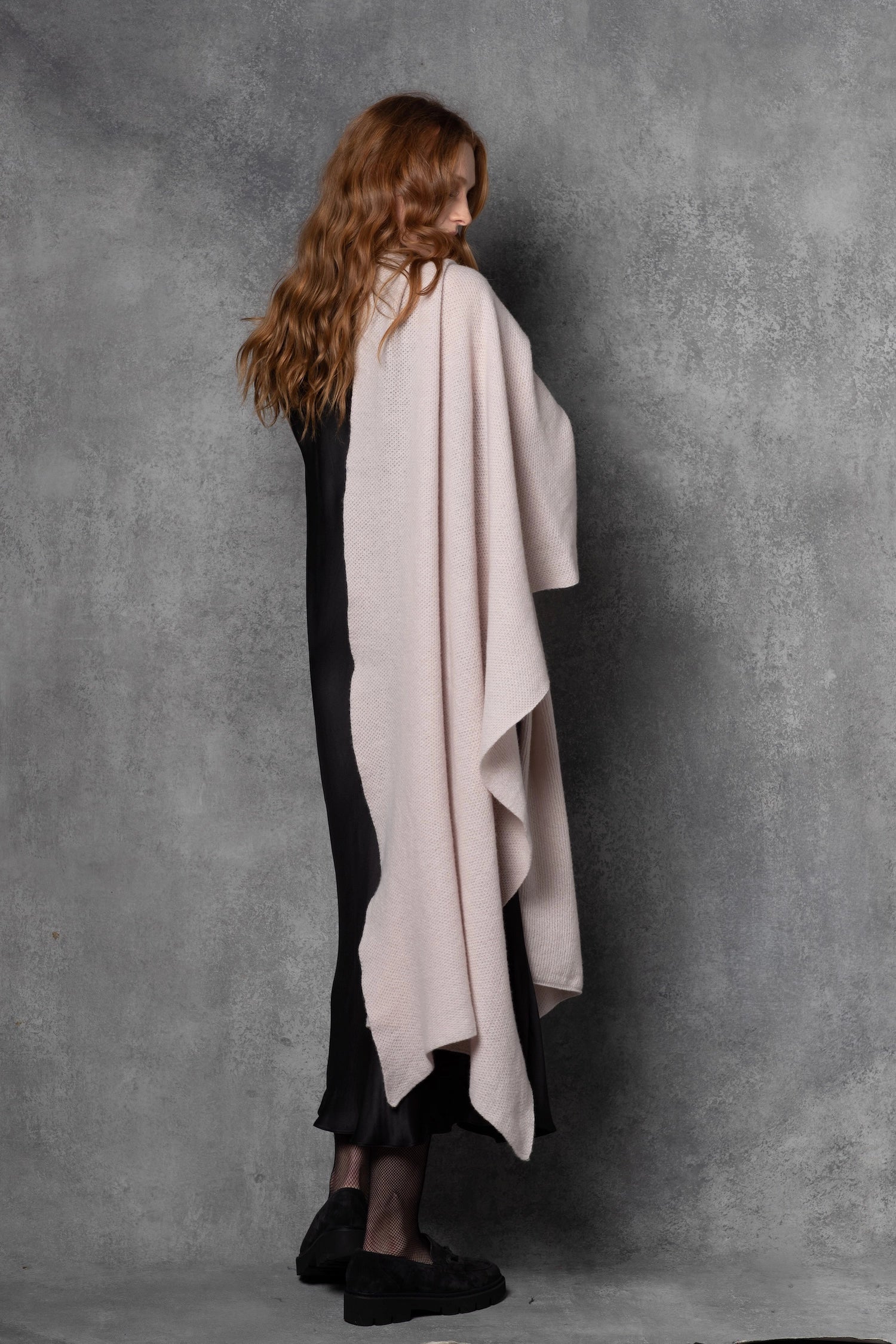 luxury large cashmere wrap in beige