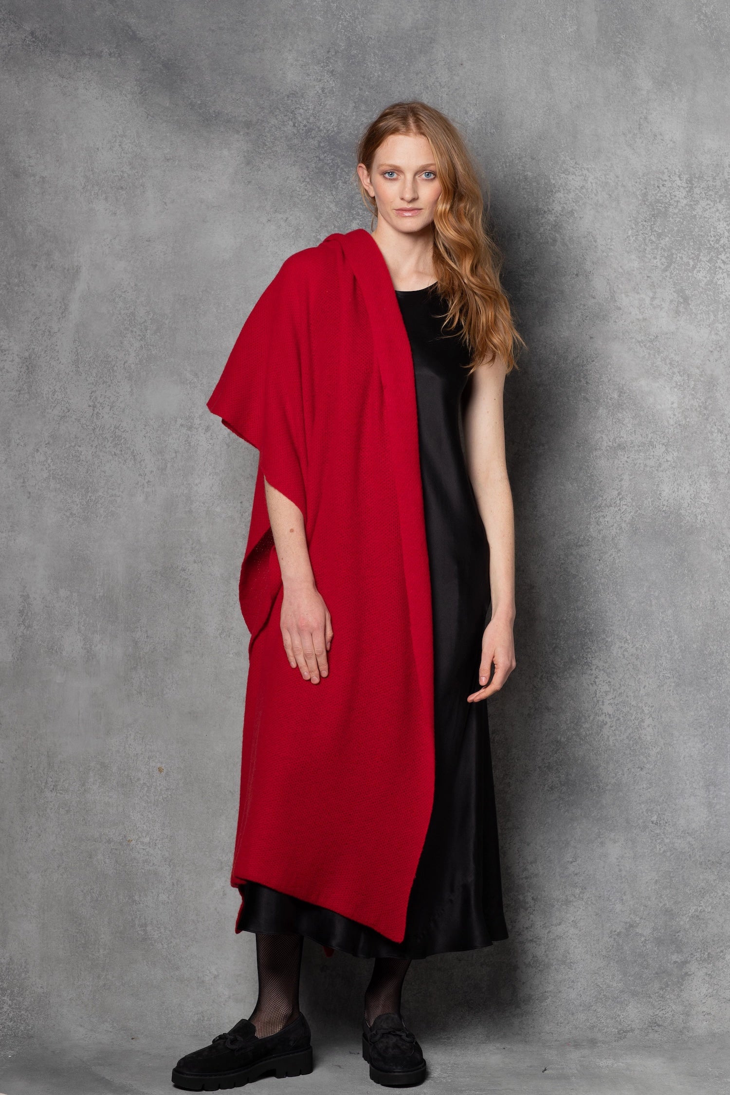 luxury large cashmere wrap in  red