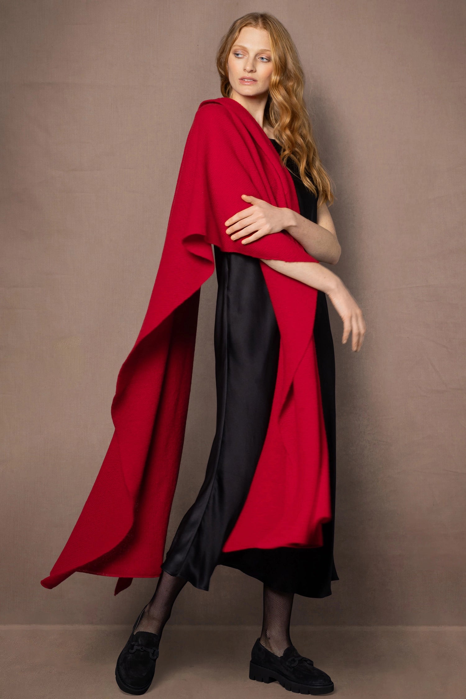 luxury large cashmere wrap in red