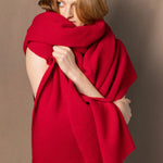 luxury large cashmere wrap in red