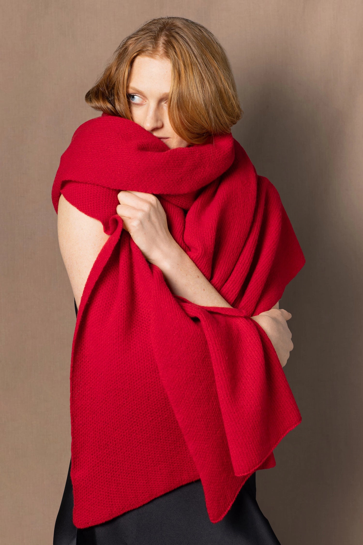 luxury large cashmere wrap in red