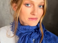 light luxury cashmere scarf in bright blue video
