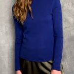 luxury cashmere turtleneck sweater in bright blue video