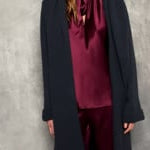 luxury oversized cashmere coat in navy blue video