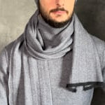 luxury men's cashmere scarf in grey video