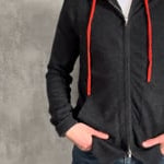 Men's luxury cashmere hoodie sweater in dark grey video