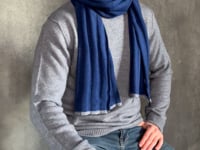 luxury men's cashmere scarf in blue video