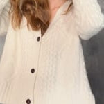 Video of Cashmere Aran Cardigan Sweater in Cream