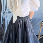 Black Silk Taffeta Balloon Skirt Formal