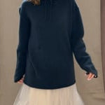 cashmere hoodie sweater in blue