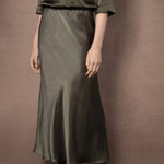 100% Silk Skirt in Green