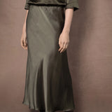 100% Silk Skirt in Green
