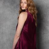 Luxury Silk Bow Halter Top in wine colour