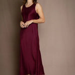 long silk burgundy dress