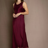 long silk burgundy dress